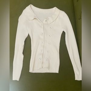 Ribbed cream fitted sweater xxs size 0-2